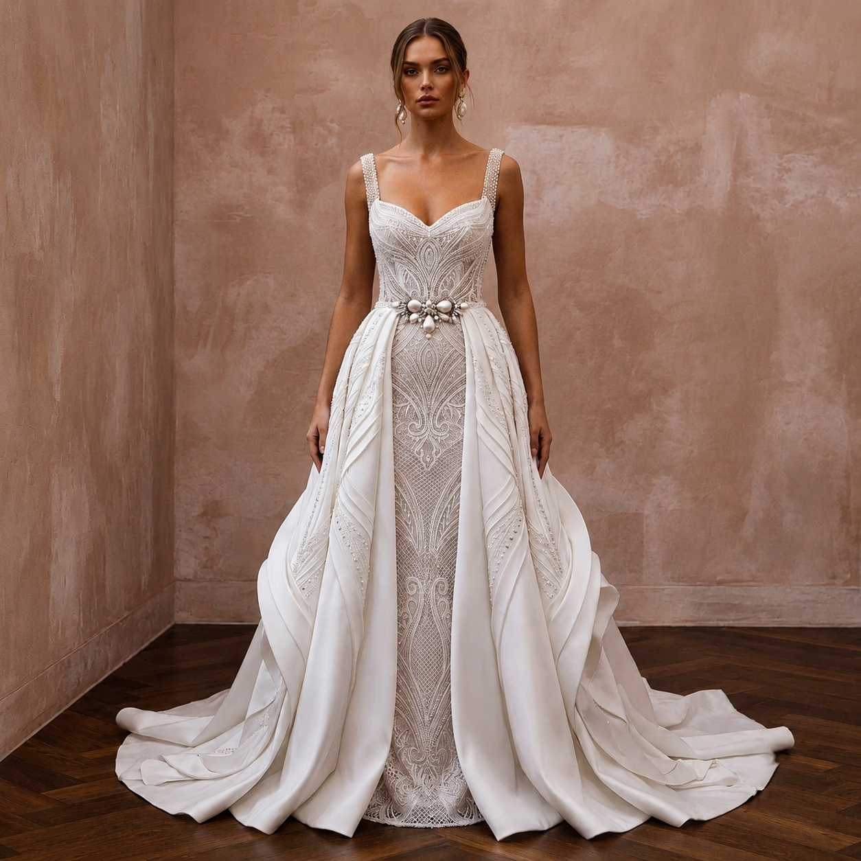 Convertible Wedding Dresses with Removable Satin Skirts - Apparel & Accessories > Clothing > Wedding & Bridal Party Dresses > Wedding Dresses - Mignonette Bridal