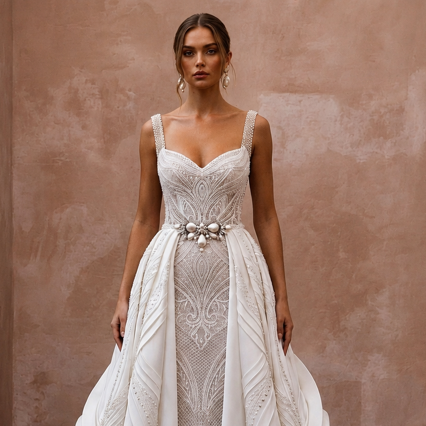 Convertible Wedding Dresses with Removable Satin Skirts