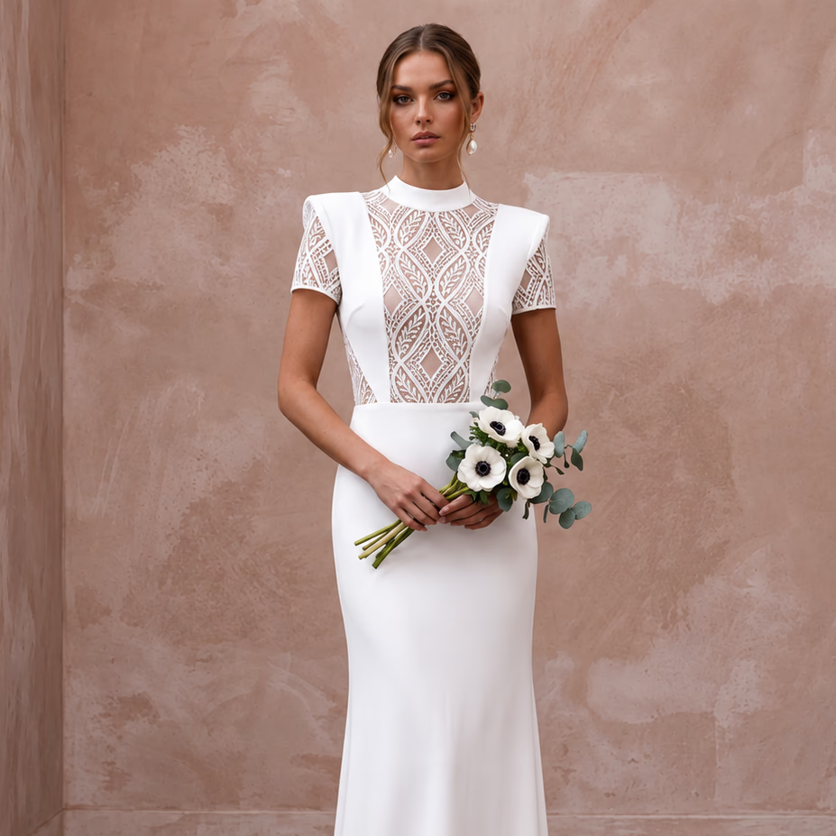 Cool Diamond White Jersey T-Shirt Bridal Gown for Surprise Elopement
