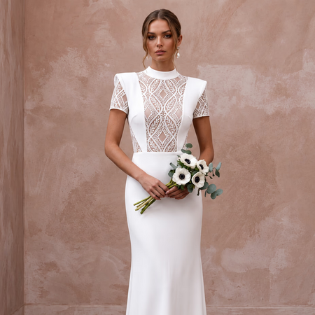Cool Diamond White Jersey T-Shirt Bridal Gown for Surprise Elopement