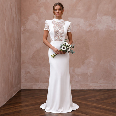 Cool Diamond White Jersey T-Shirt Bridal Gown for Surprise Elopement