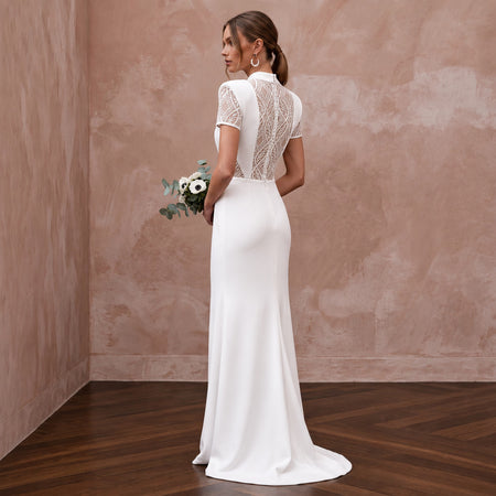 Cool Diamond White Jersey T-Shirt Bridal Gown for Surprise Elopement