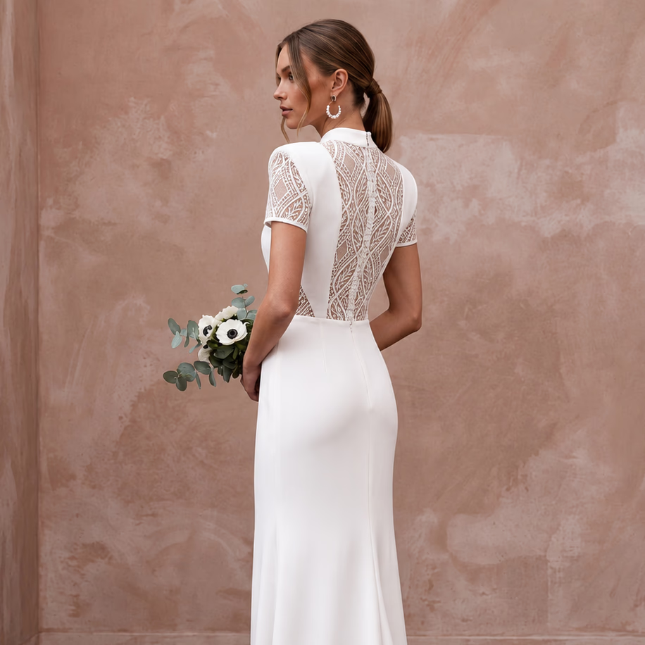Cool Diamond White Jersey T-Shirt Bridal Gown for Surprise Elopement