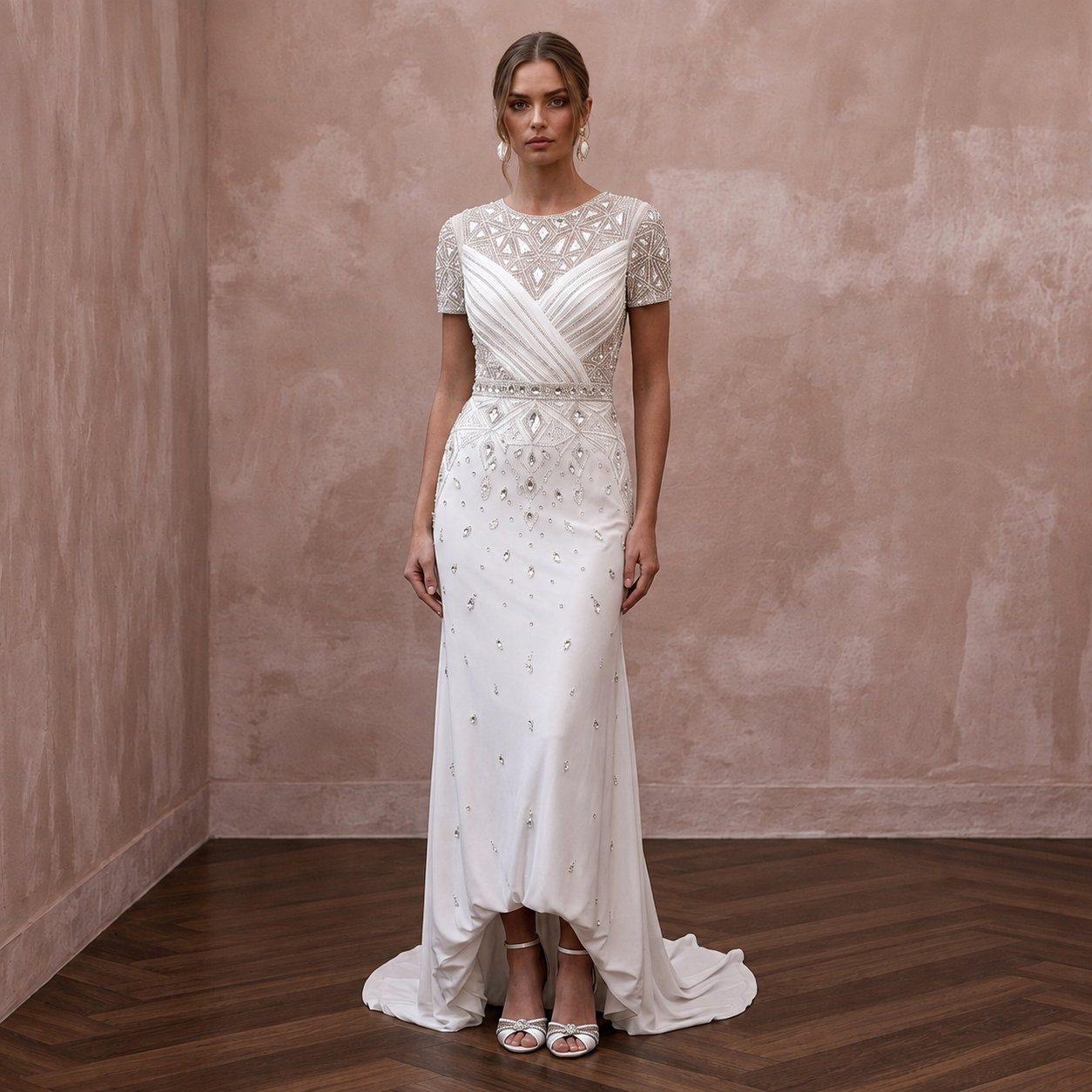 Cool Diamond White Jersey T-Shirt Dress for Surprise Elopement Main image