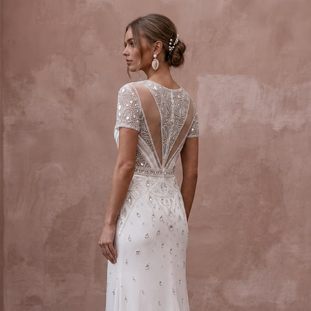 Cool Diamond White Jersey T - Shirt Dress for Surprise Elopement - Apparel & Accessories > Clothing > Wedding & Bridal Party Dresses > Wedding Dresses - Mignonette Bridal