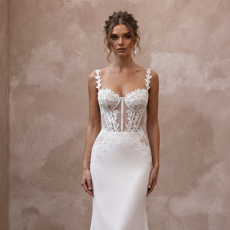 Corset Wedding Dresses with Handcrafted Lace Details