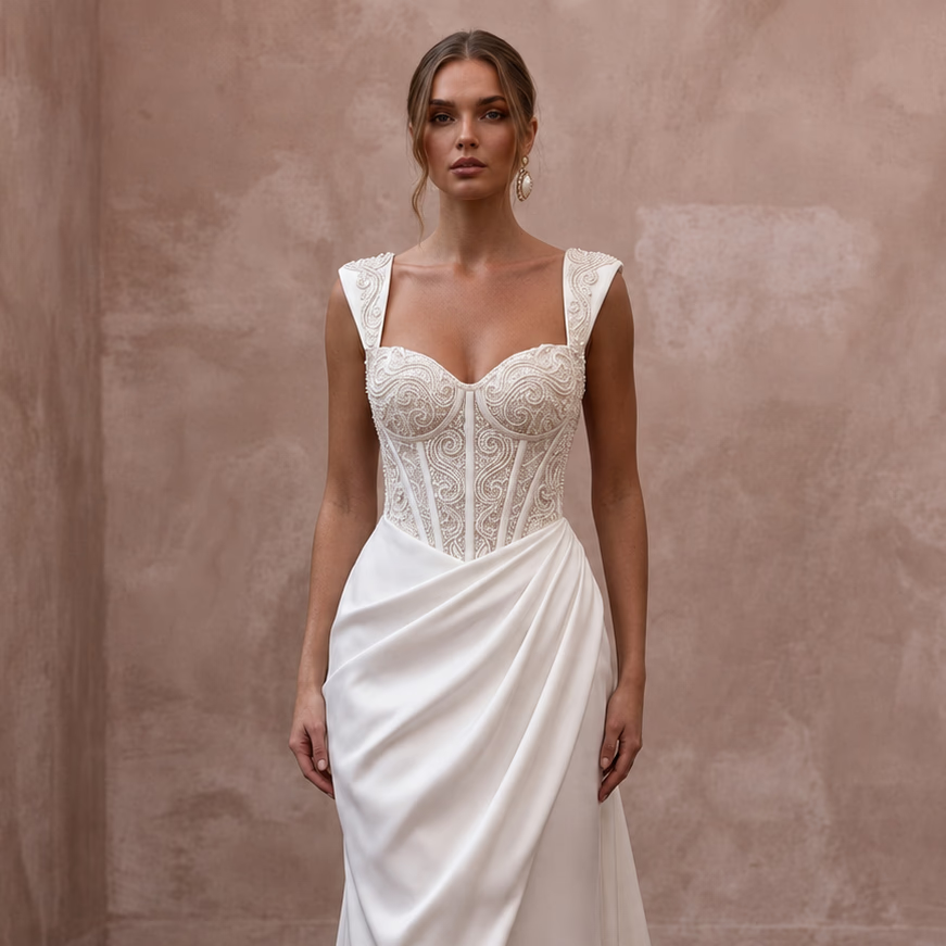 Corset Wedding Dresses with Lace - Up Back Designs - Apparel & Accessories > Clothing > Wedding & Bridal Party Dresses > Wedding Dresses - Mignonette Bridal