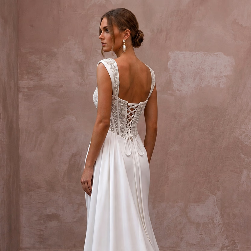 Corset Wedding Dresses with Lace - Up Back Designs - Apparel & Accessories > Clothing > Wedding & Bridal Party Dresses > Wedding Dresses - Mignonette Bridal