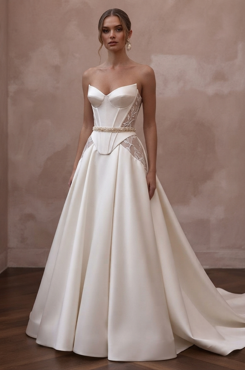 Corset Wedding Dresses with Sculpted Satin Bodices