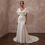 Country-Inspired Lace Bridal Gown with Flutter Sleeves for an Outdoor Wedding