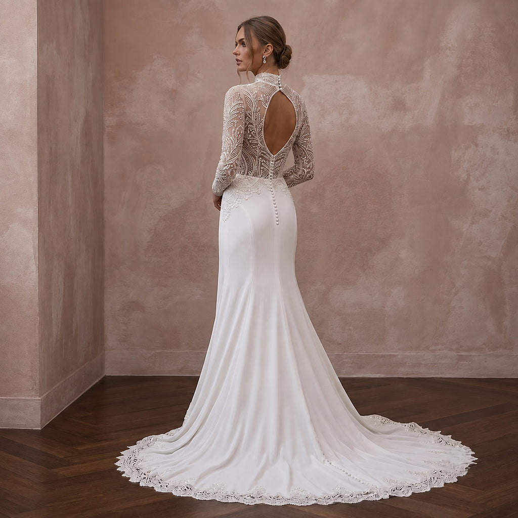 Court Train Wedding Dresses with Refined Beauty - Apparel & Accessories > Clothing > Wedding & Bridal Party Dresses > Wedding Dresses - Mignonette Bridal