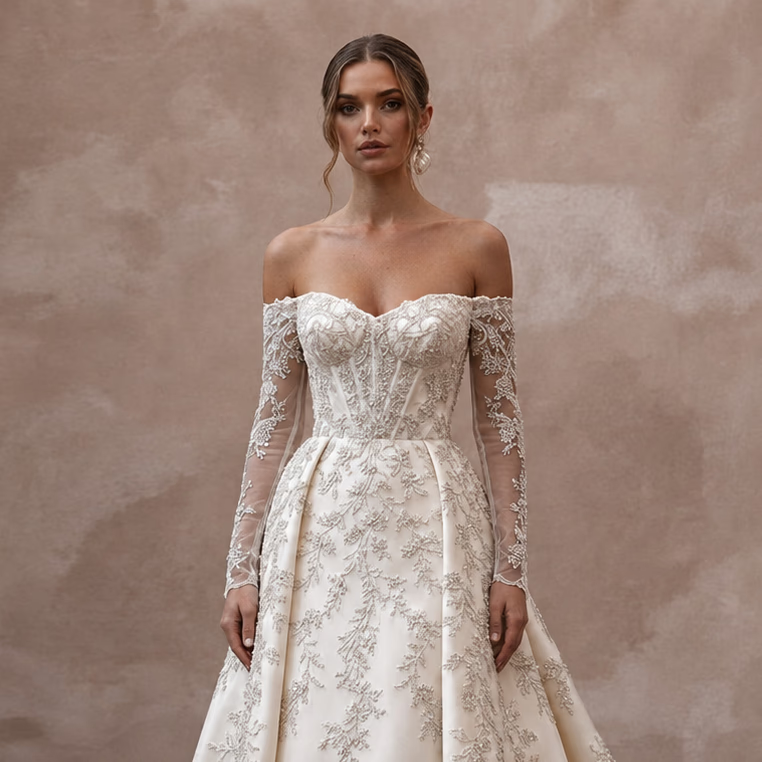 Court Train Wedding Dresses with Refined Elegance - Apparel & Accessories > Clothing > Wedding & Bridal Party Dresses > Wedding Dresses - Mignonette