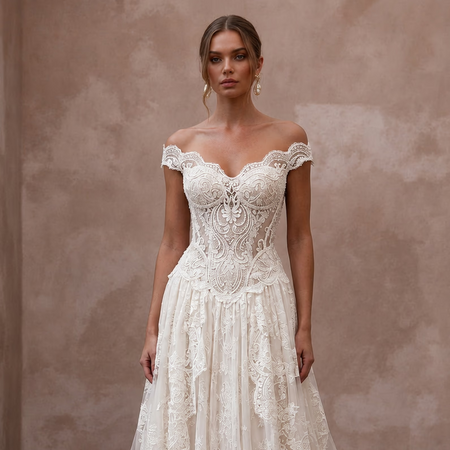 Couture Wedding Dresses with Exclusive French Lace - Apparel & Accessories > Clothing > Wedding & Bridal Party Dresses > Wedding Dresses - Mignonette Bridal