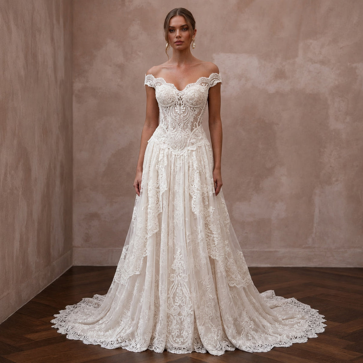 Couture Wedding Dresses with Exclusive French Lace - Apparel & Accessories > Clothing > Wedding & Bridal Party Dresses > Wedding Dresses - Mignonette Bridal Main image