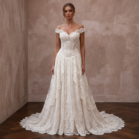 Couture Wedding Dresses with Exclusive French Lace - Apparel & Accessories > Clothing > Wedding & Bridal Party Dresses > Wedding Dresses - Mignonette Bridal