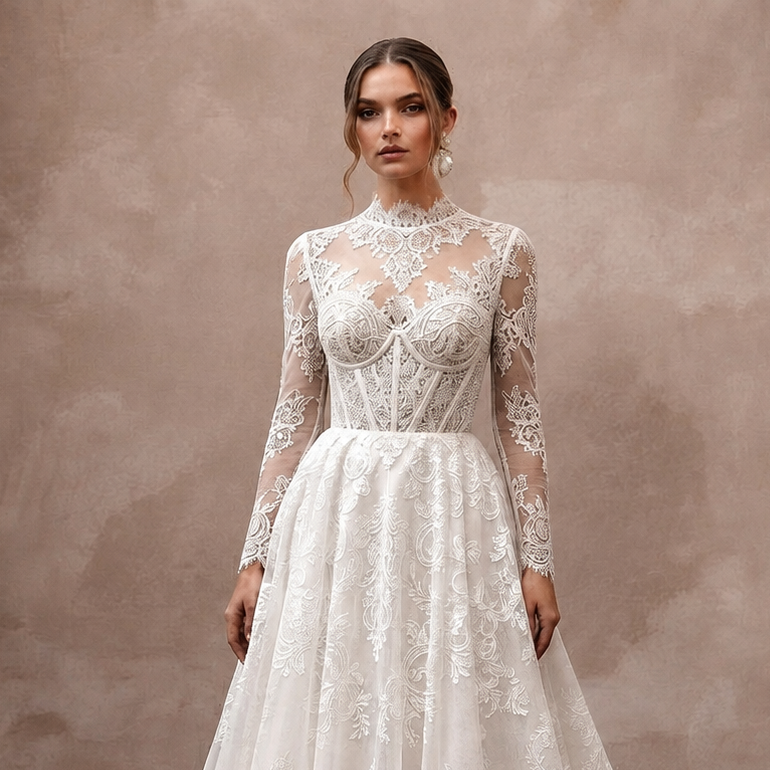 Couture Wedding Dresses with Exclusive French Lace Fabrics