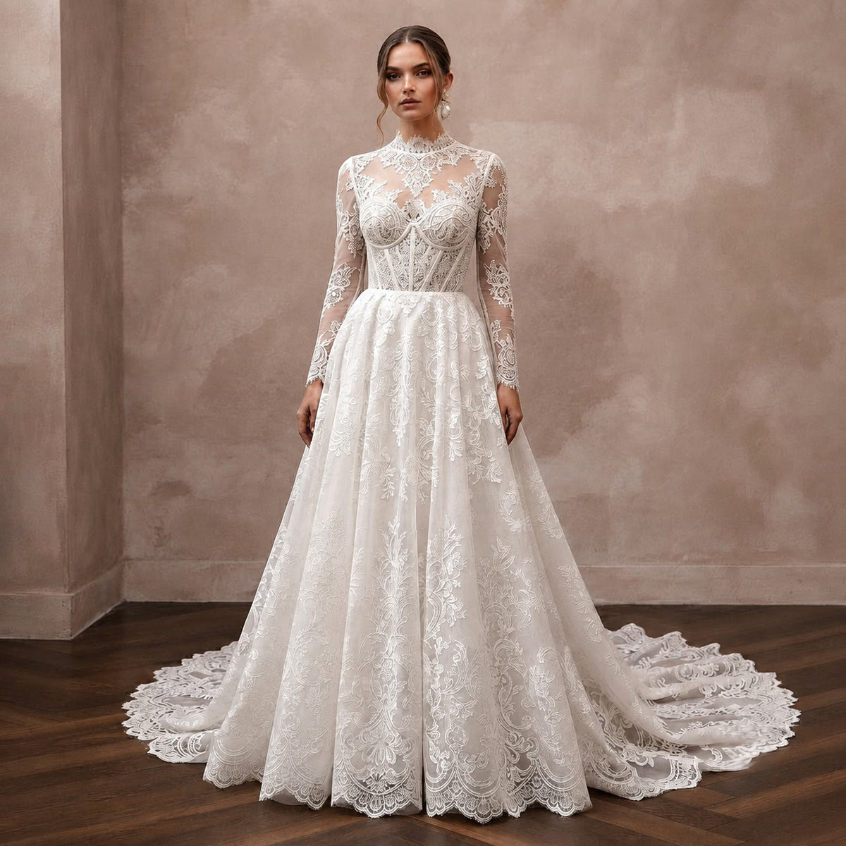 Couture Wedding Dresses with Exclusive French Lace Fabrics - Apparel & Accessories > Clothing > Wedding & Bridal Party Dresses > Wedding Dresses - Mignonette Bridal Main image