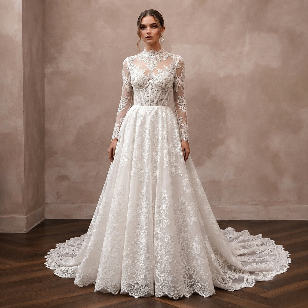 Couture Wedding Dresses with Exclusive French Lace Fabrics - Apparel & Accessories > Clothing > Wedding & Bridal Party Dresses > Wedding Dresses - Mignonette Bridal