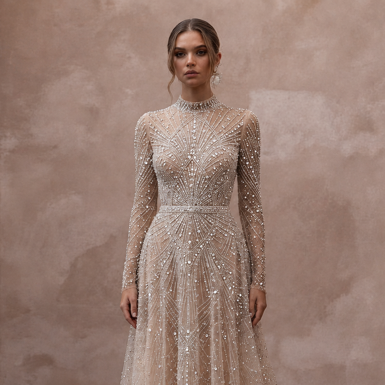 Couture Wedding Dresses with Handcrafted Crystal Embellishments