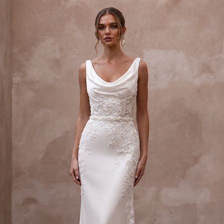 Cowl Neck Wedding Dresses with Silk Elegance