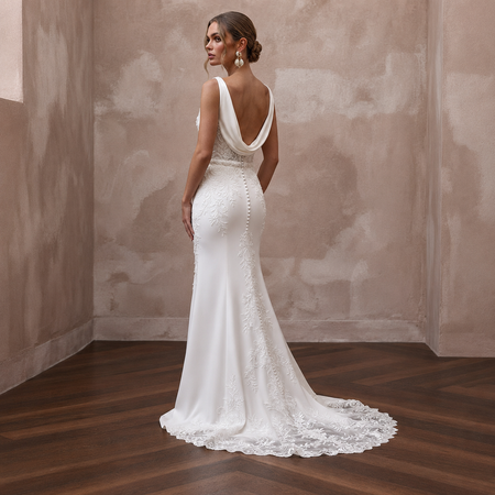 Cowl Neck Wedding Dresses with Silk Elegance