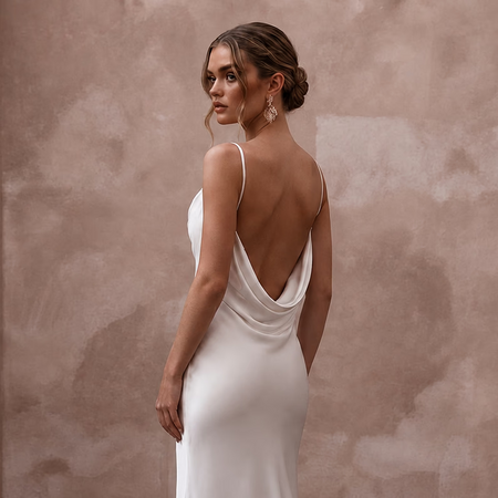 Cowl Neck Wedding Dresses with Soft Silk Elegance - Apparel & Accessories > Clothing > Wedding & Bridal Party Dresses > Wedding Dresses - Mignonette Bridal