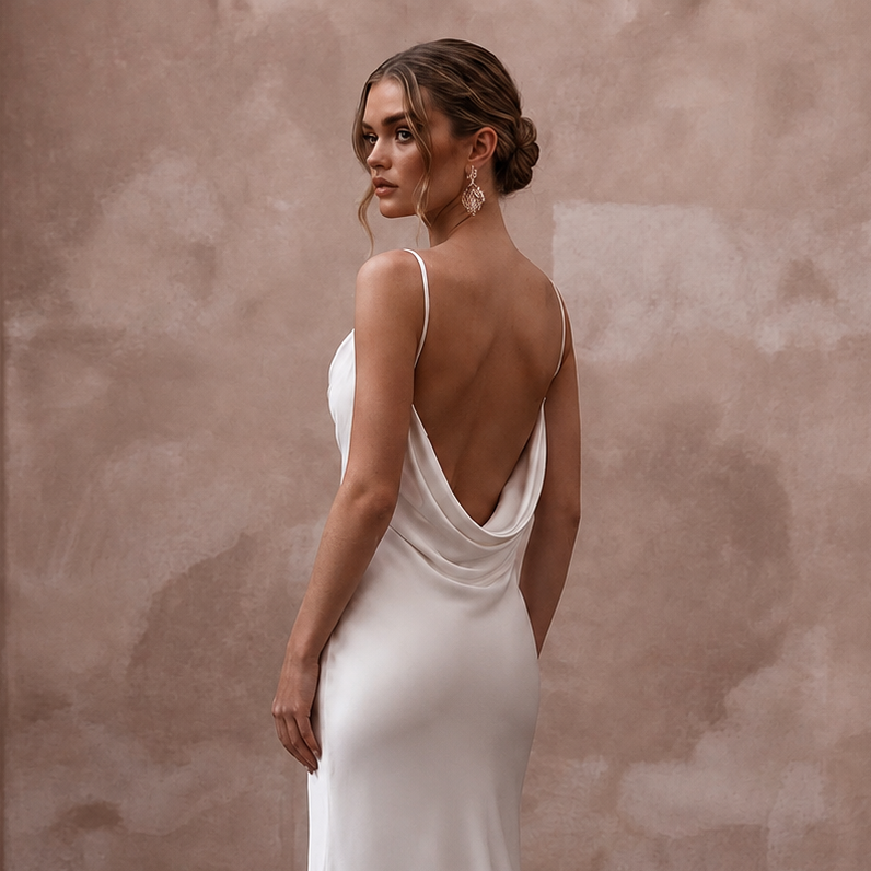 Cowl Neck Wedding Dresses with Soft Silk Elegance