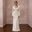 Cream Velvet Sweetheart Neckline Long Sleeve Winter Elopement Dress