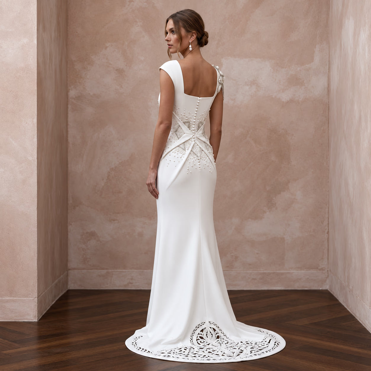 Crepe Bridal Dress for a Modern Rooftop Wedding Secondary image