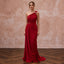 Crimson Red Minimalist Matte Jersey Draped Grecian Evening Gown