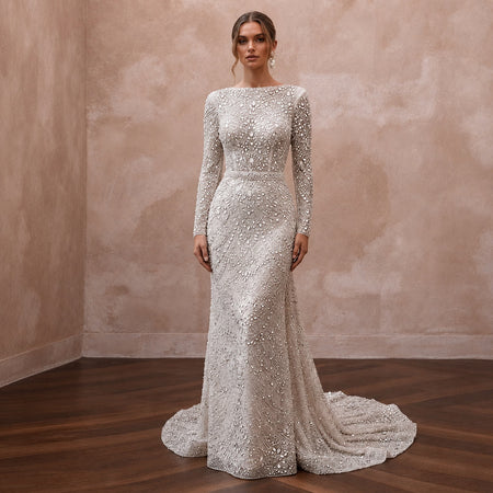 Crystal Embellished Wedding Dresses with Couture Glamour - Apparel & Accessories > Clothing > Wedding & Bridal Party Dresses > Wedding Dresses - Mignonette Bridal