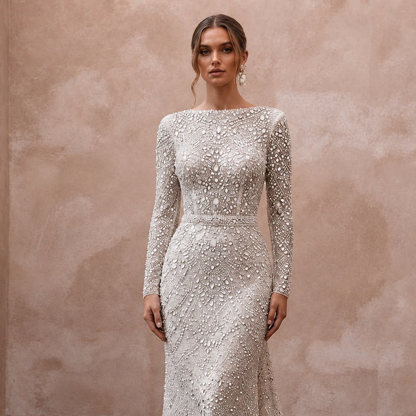 Crystal Embellished Wedding Dresses with Couture Glamour