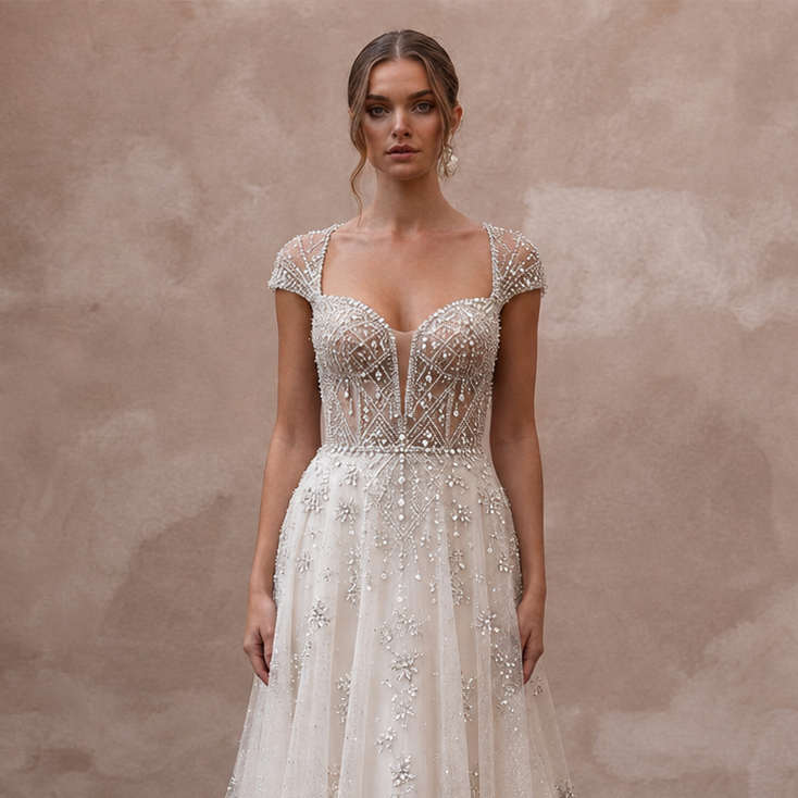 Crystal Tulle Wedding Dresses with Sparkling Details
