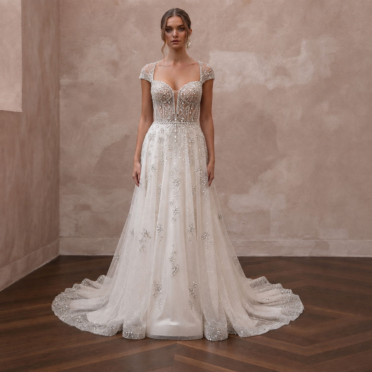 Crystal Tulle Wedding Dresses with Sparkling Details Main image