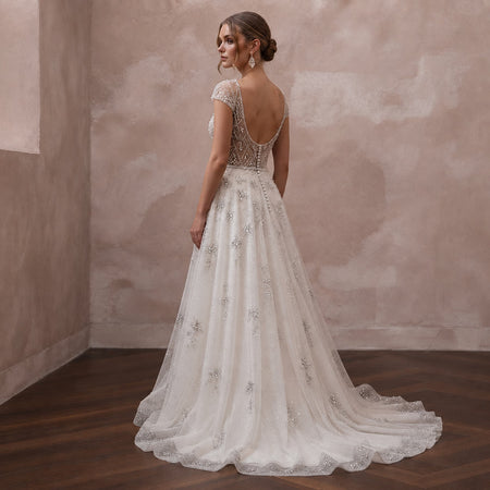 Crystal Tulle Wedding Dresses with Sparkling Details - Apparel & Accessories > Clothing > Wedding & Bridal Party Dresses > Wedding Dresses - Mignonette