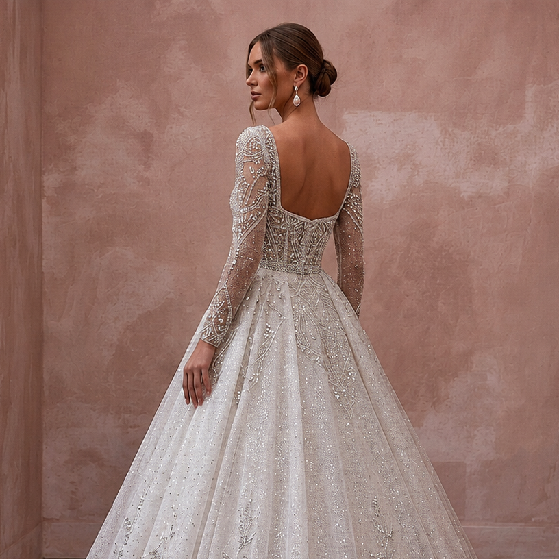 Crystal Tulle Wedding Dresses with Sparkling Skirts
