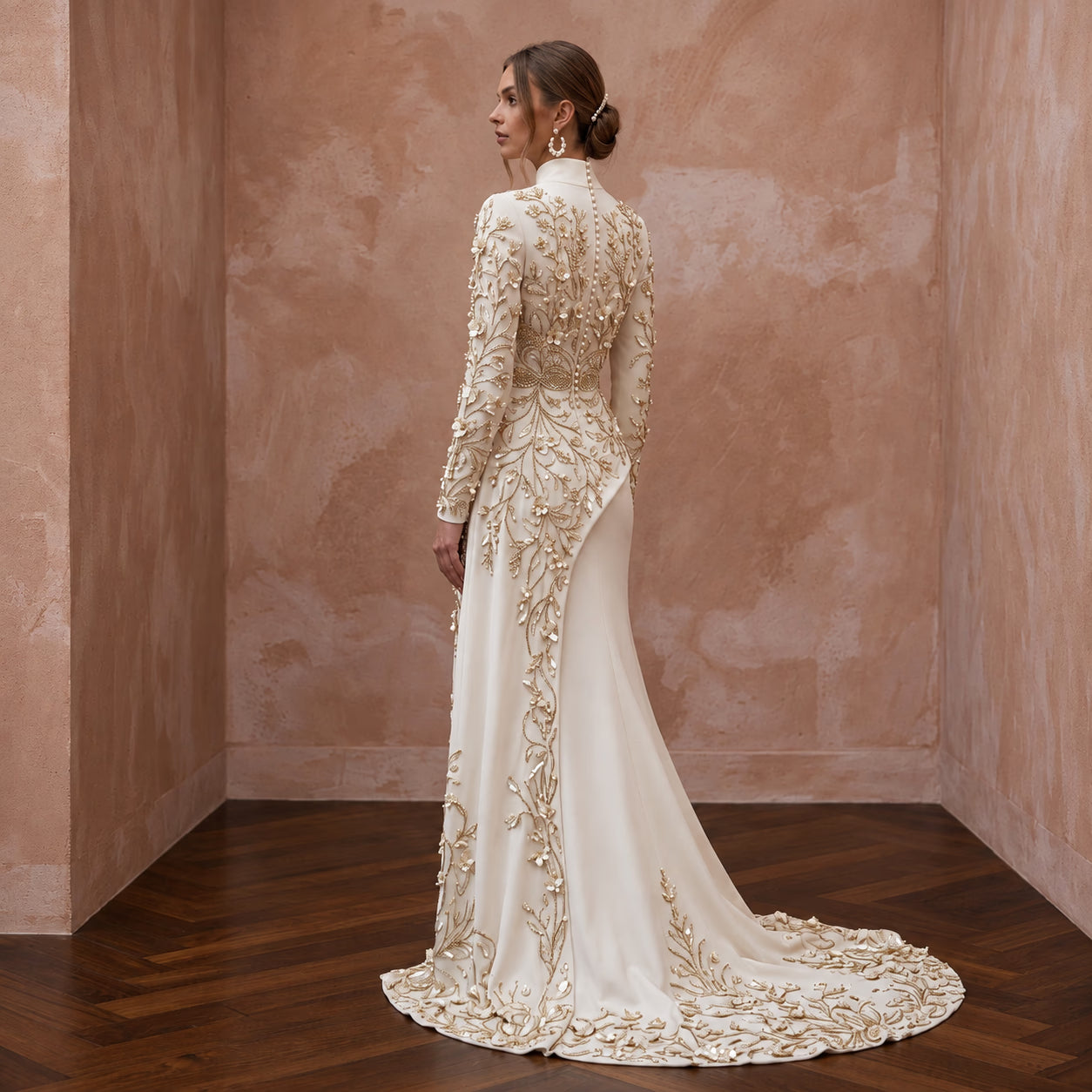 Custom Fit Modest Wedding Dress with High Neck Secondary image