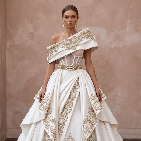 Custom Fit Satin Wedding Dress for a Formal Ceremony