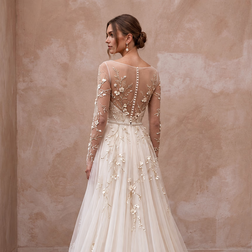 Custom Fit Tulle Bridal Dress for a Garden Wedding