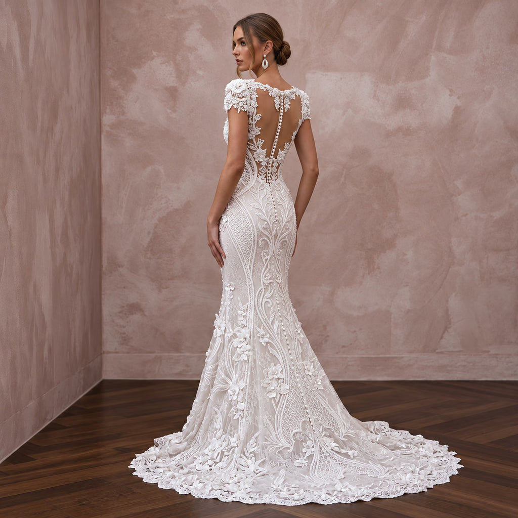 Custom Size Mermaid Lace Bridal Dress