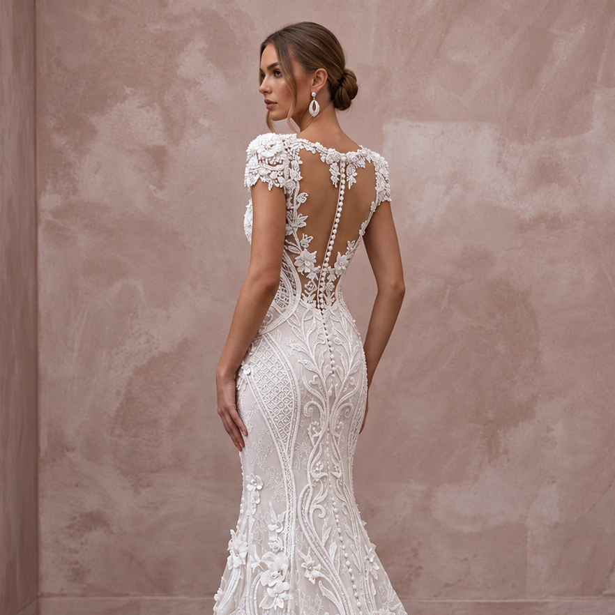 Custom Size Mermaid Lace Bridal Dress