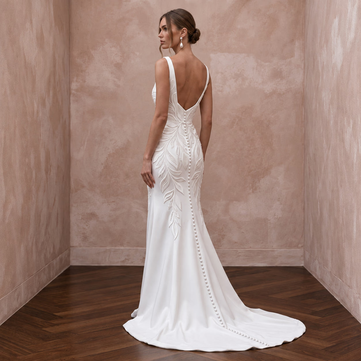 Custom Size Satin Wedding Gown for a Civil Ceremony Secondary image