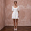 Cute Diamond White Eyelet Cotton Mini Wedding Dress for Picnic Reception