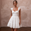Cute Diamond White Eyelet Cotton Mini for Picnic Reception