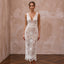 Daring White Crochet Lace Bodycon Wedding Dress for Beach Vow Renewal