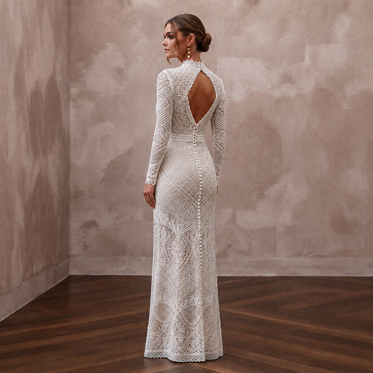 Daring White Crochet Lace Bodycon for Beach Vow Renewal - Apparel & Accessories > Clothing > Wedding & Bridal Party Dresses > Wedding Dresses - Mignonette Bridal