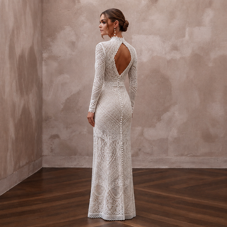 Daring White Crochet Lace Bodycon for Beach Vow Renewal