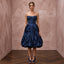 Dark Navy Taffeta Bubble Hem Strapless Cocktail Dress