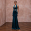 Deep Teal Velvet Halter Neck Cutout Evening Gown