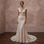 Delicate Champagne Lace Fit - and - Flare Wedding Gown for Post - Wedding Dinner - Apparel & Accessories > Clothing > Wedding & Bridal Party Dresses > Wedding Dresses - Mignonette Bridal